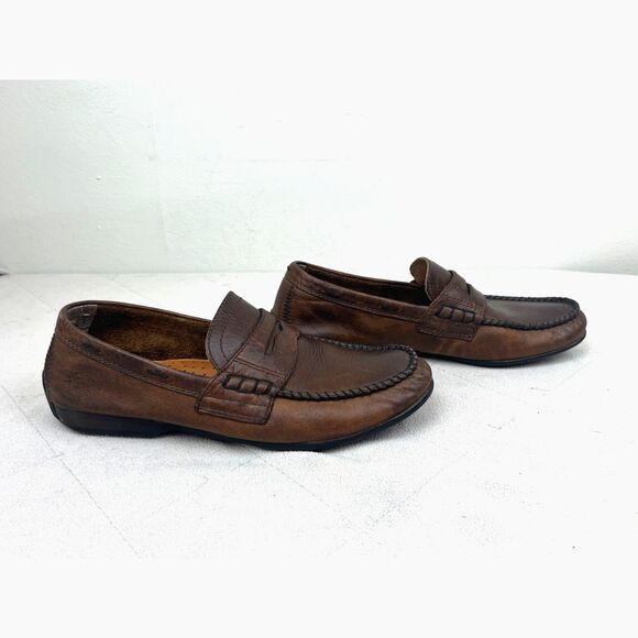 FRYE Brown Leather Slip On Driving Loafer Shoes Mens Size 7.5 - Picture 3 of 9